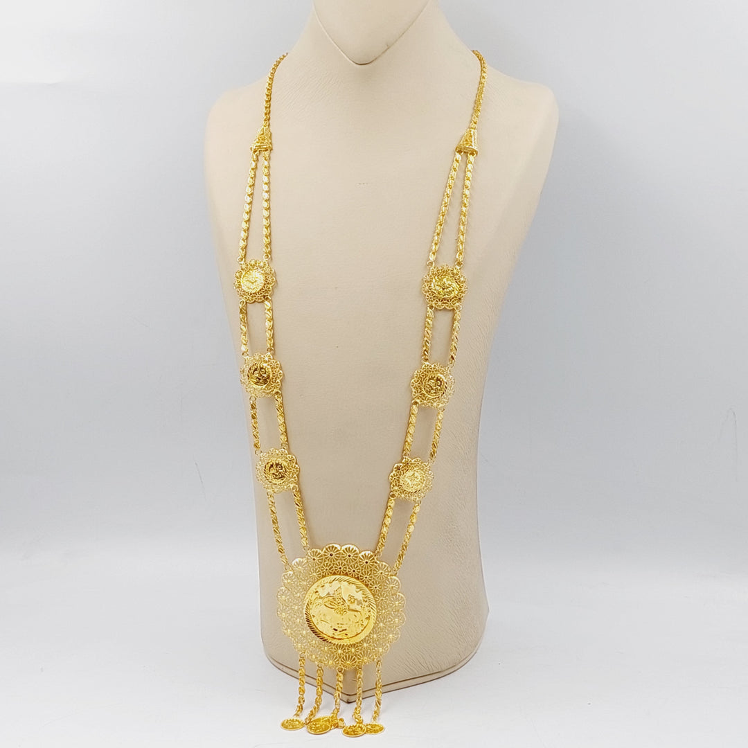 21K Gold Deluxe Rashadi Long Necklace by Saeed Jewelry - Image 3