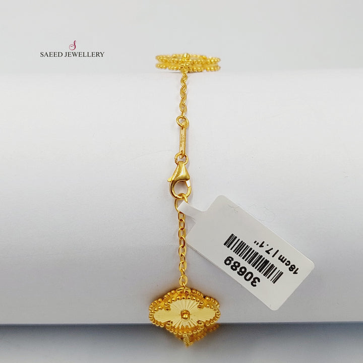 21K Gold Deluxe Clover Bracelet by Saeed Jewelry - Image 2