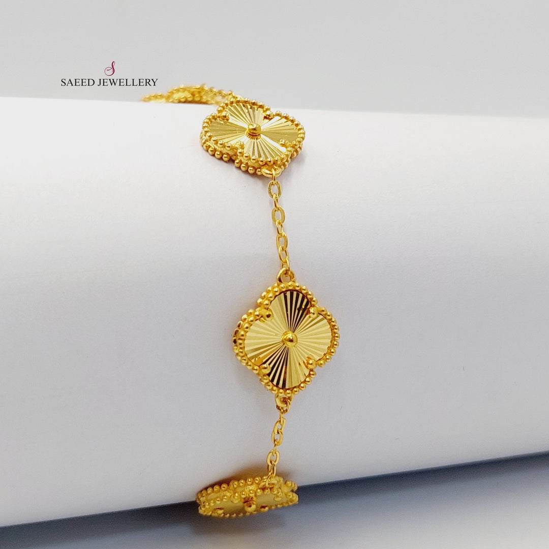 21K Gold Deluxe Clover Bracelet by Saeed Jewelry - Image 1