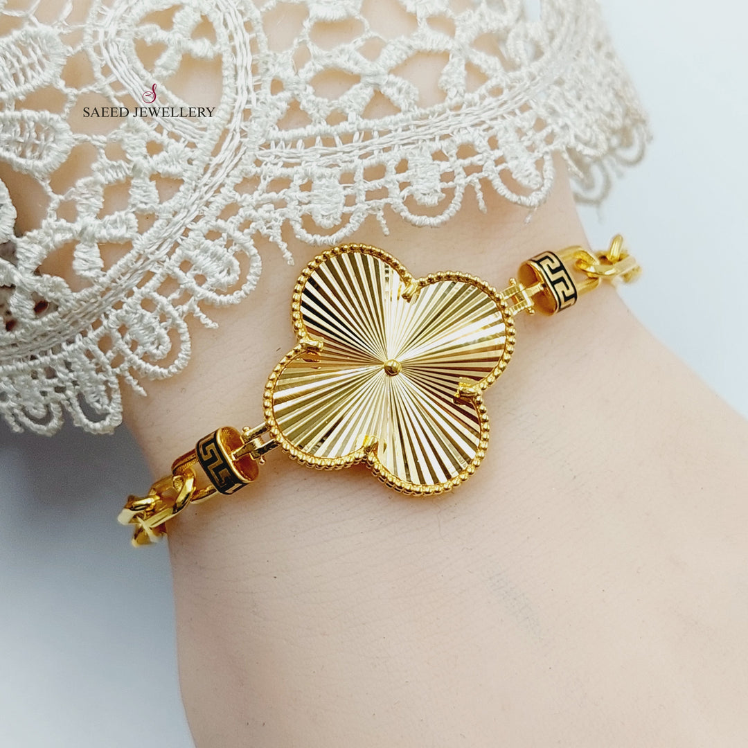 21K Gold Deluxe Clover Bracelet by Saeed Jewelry - Image 5