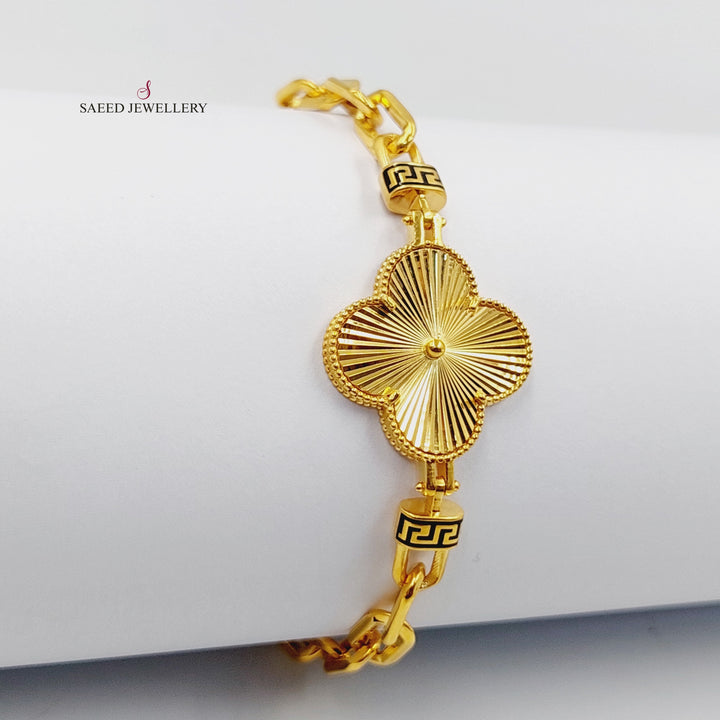 21K Gold Deluxe Clover Bracelet by Saeed Jewelry - Image 2