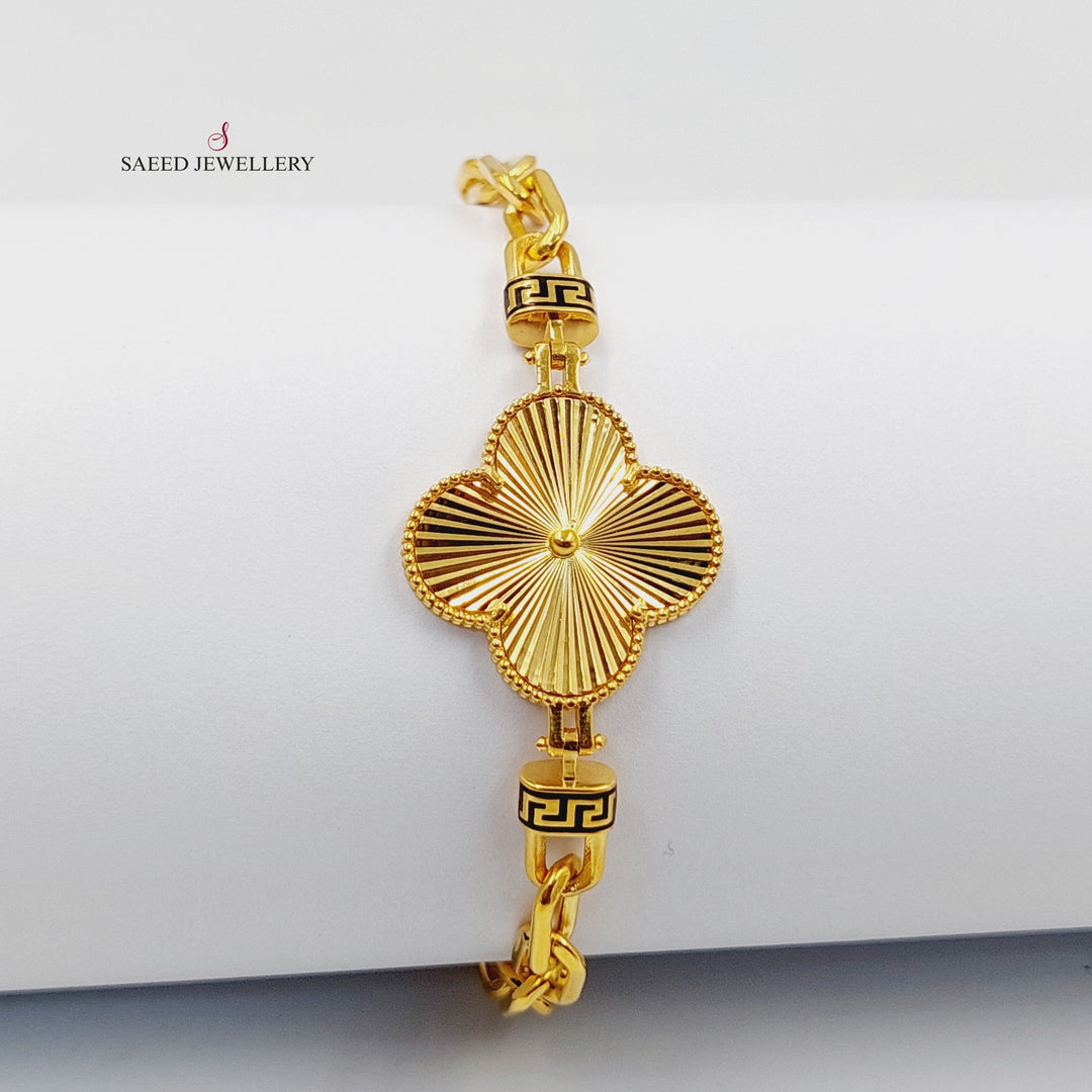 21K Gold Deluxe Clover Bracelet by Saeed Jewelry - Image 3