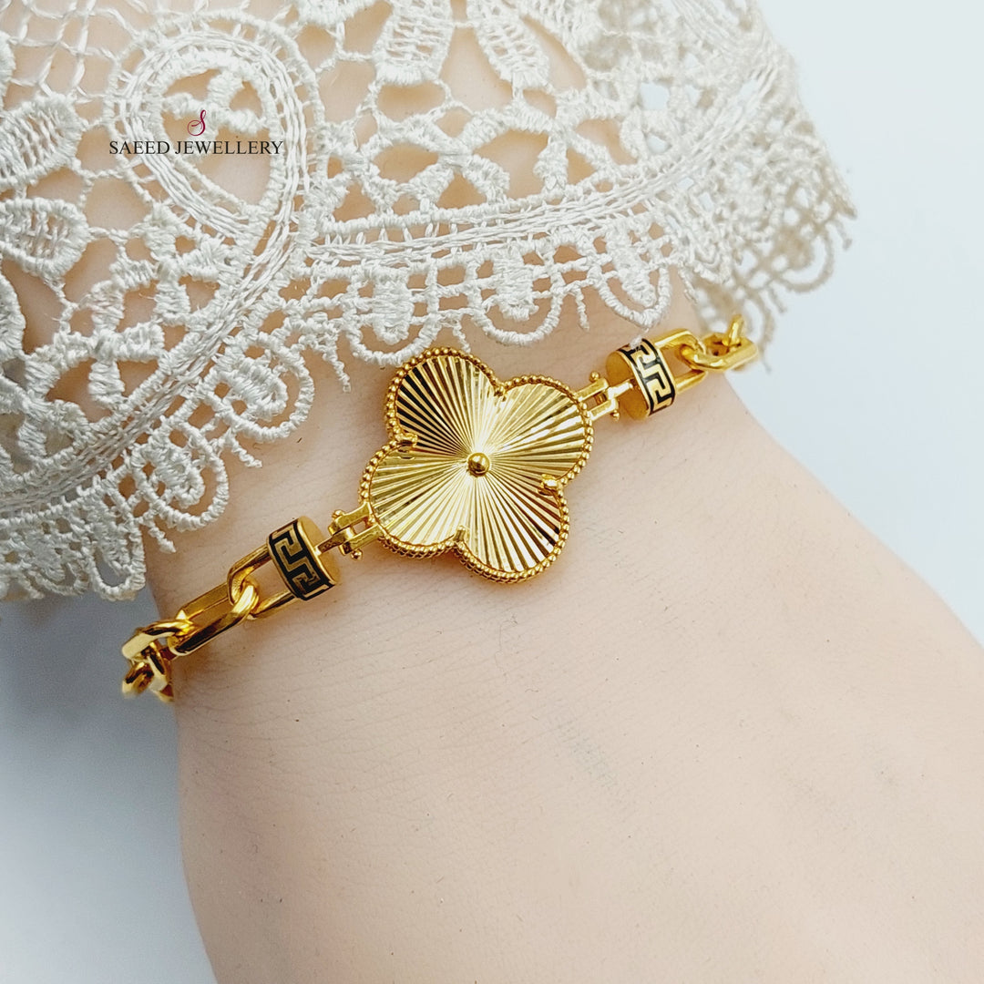 21K Gold Deluxe Clover Bracelet by Saeed Jewelry - Image 5