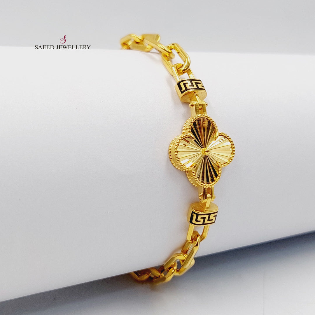 21K Gold Deluxe Clover Bracelet by Saeed Jewelry - Image 3