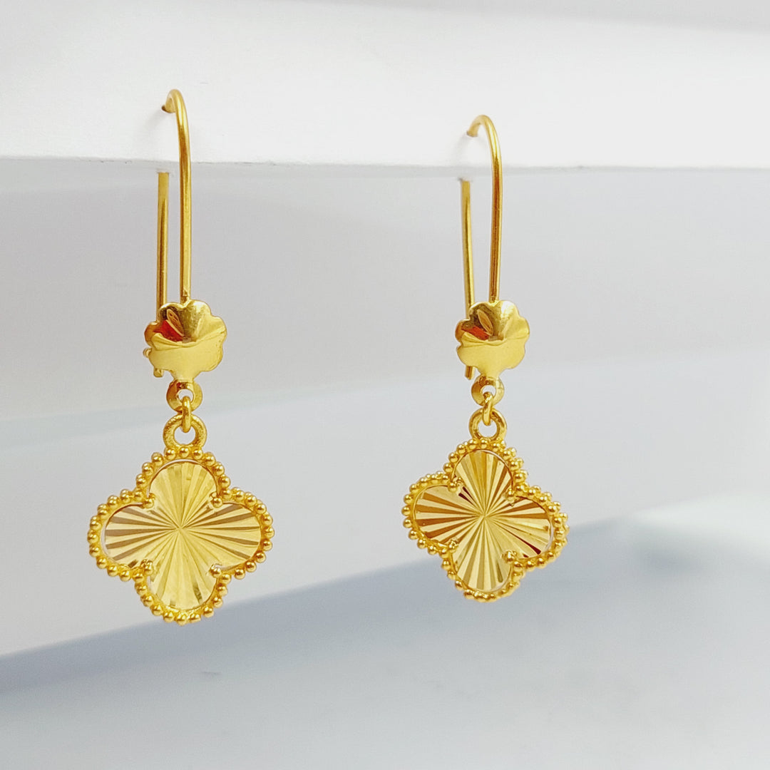 21K Gold Deluxe Clover Earrings by Saeed Jewelry - Image 1