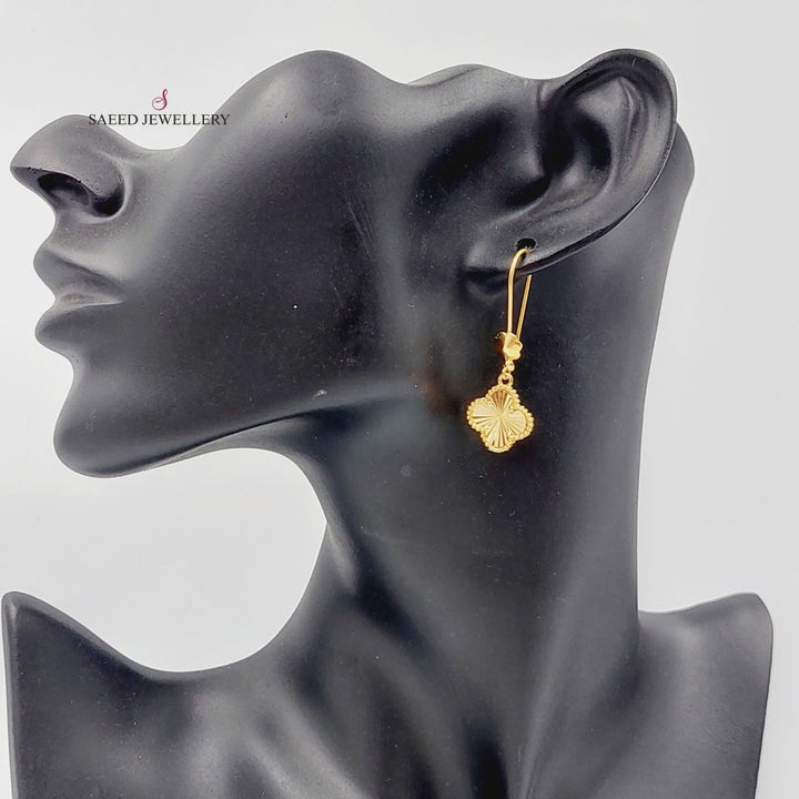 21K Gold Deluxe Clover Earrings by Saeed Jewelry - Image 2