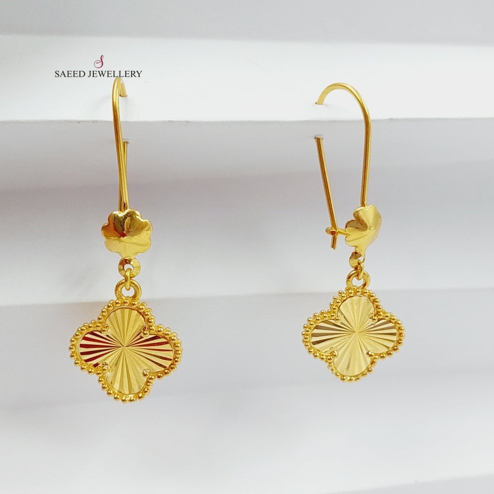 21K Gold Deluxe Clover Earrings by Saeed Jewelry - Image 1