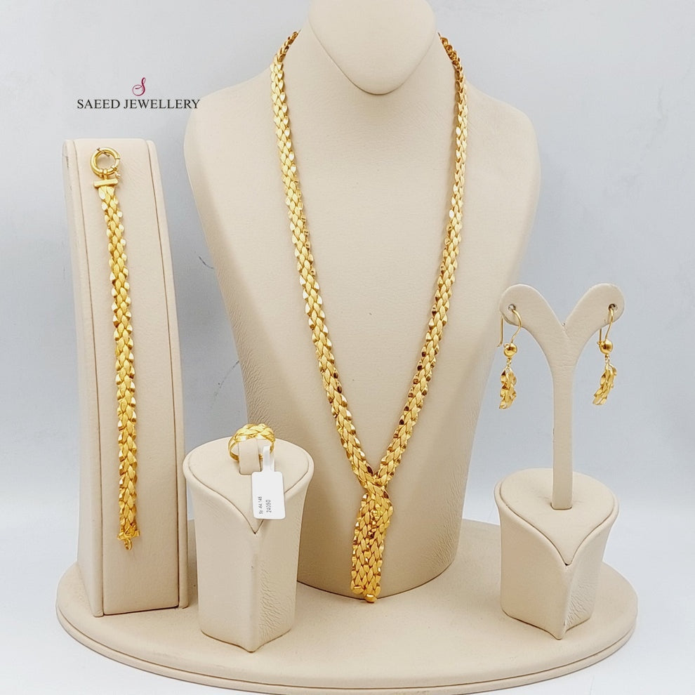 21K Gold Four Pieces Taft Set by Saeed Jewelry - Image 8