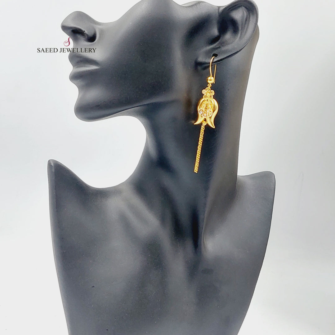 21K Gold Deluxe Turkish Earrings by Saeed Jewelry - Image 3