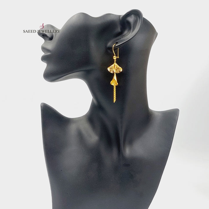 21K Gold Deluxe Turkish Earrings by Saeed Jewelry - Image 4