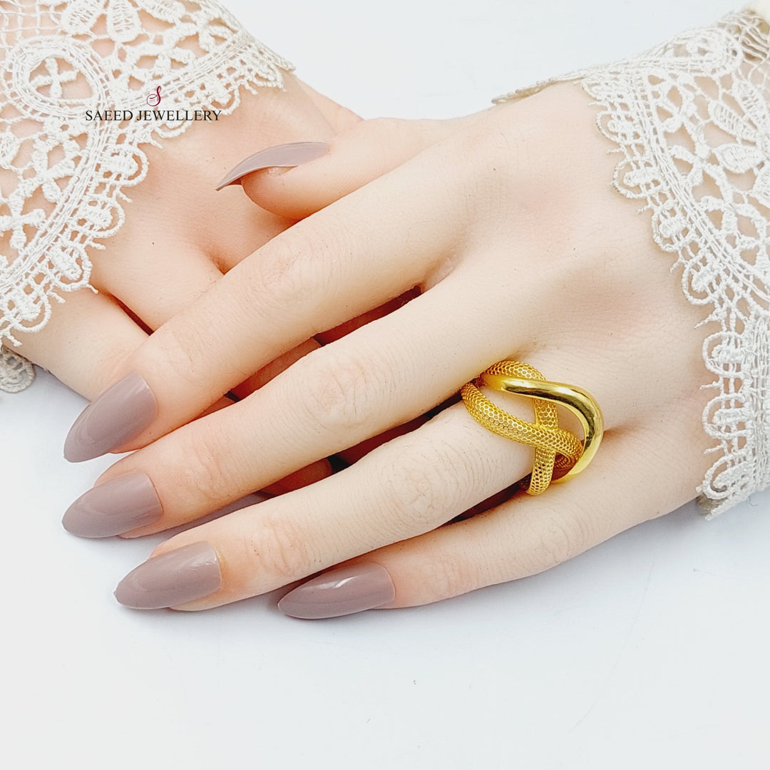 21K Gold Deluxe X Style Ring by Saeed Jewelry - Image 4