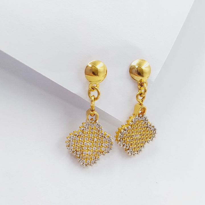 21K Gold Double Face Clover Earrings by Saeed Jewelry - Image 5