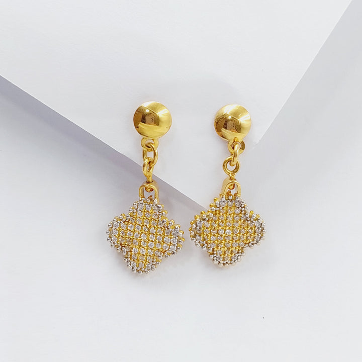 21K Gold Double Face Clover Earrings by Saeed Jewelry - Image 1