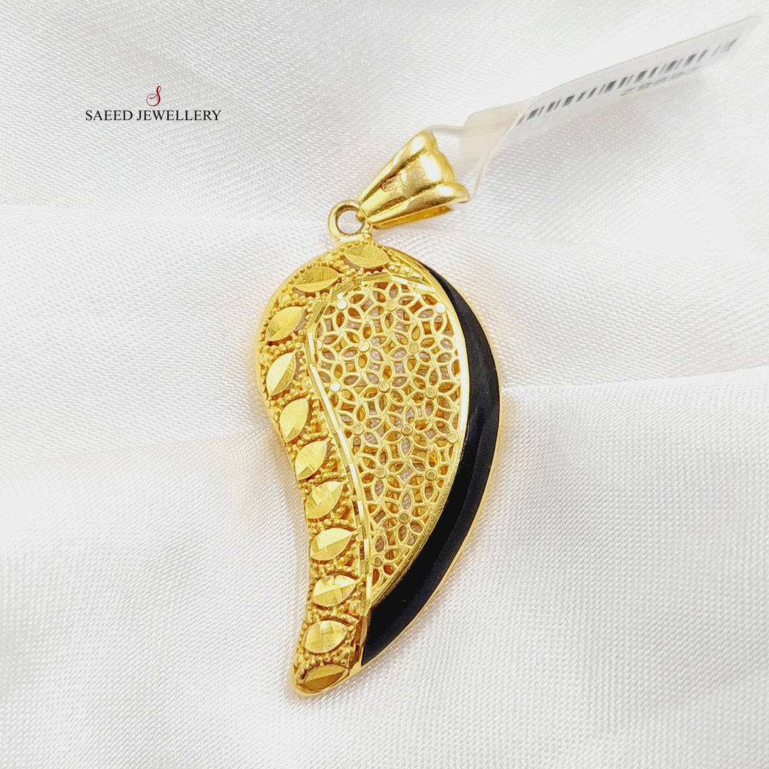 21K Gold Enameled Almond Pendant by Saeed Jewelry - Image 5