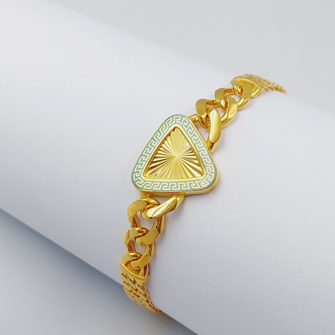 21K Gold Enameled Cuban Links Bracelet by Saeed Jewelry - Image 5