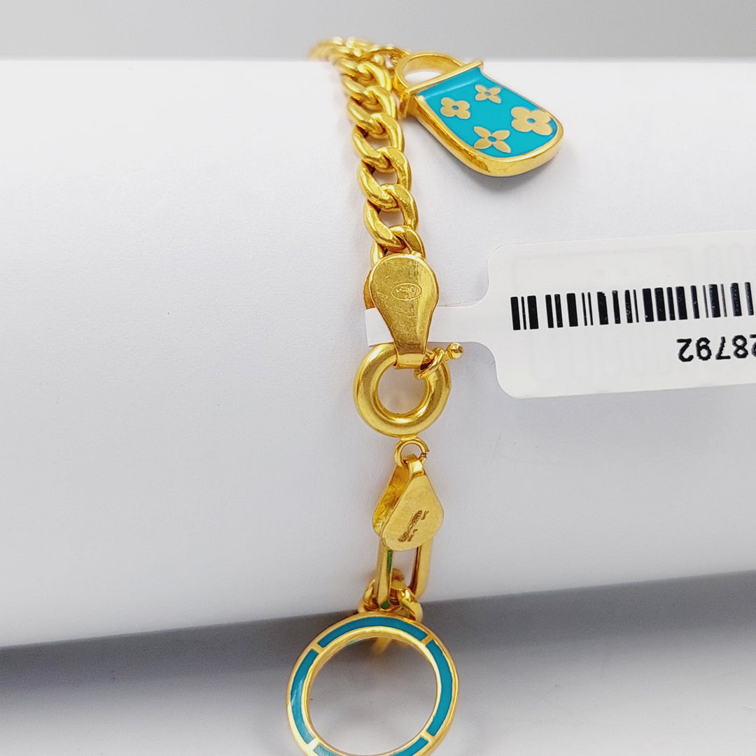 21K Gold Enameled Cuban Links Bracelet by Saeed Jewelry - Image 5