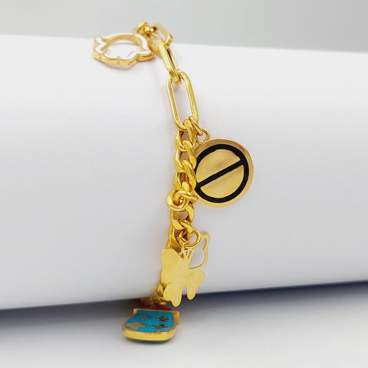 21K Gold Enameled Cuban Links Bracelet by Saeed Jewelry - Image 1