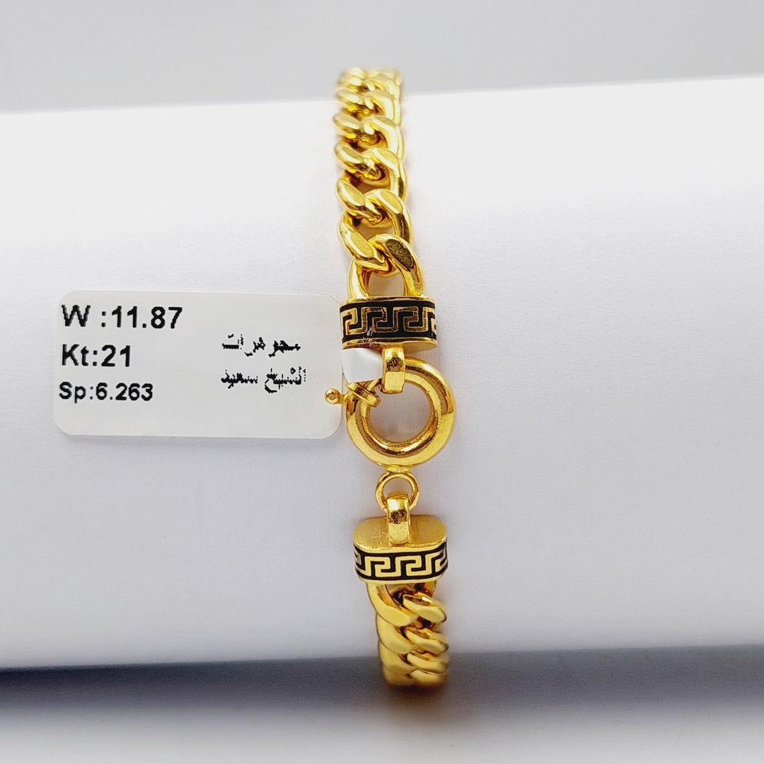 21K Gold Enameled Cuban Links Bracelet by Saeed Jewelry - Image 3