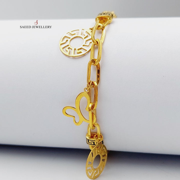 21K Gold Enameled Cuban Links Bracelet by Saeed Jewelry - Image 3