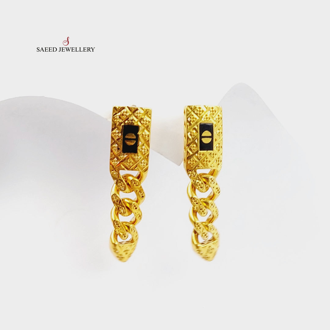 21K Gold Enameled Cuban Links Earrings by Saeed Jewelry - Image 6