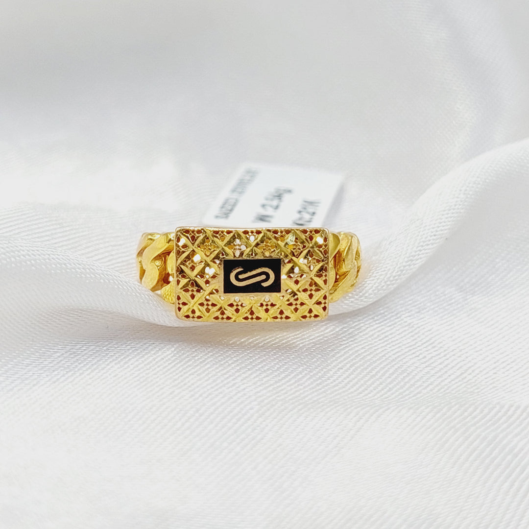 21K Gold Enameled Cuban Links Ring by Saeed Jewelry - Image 3