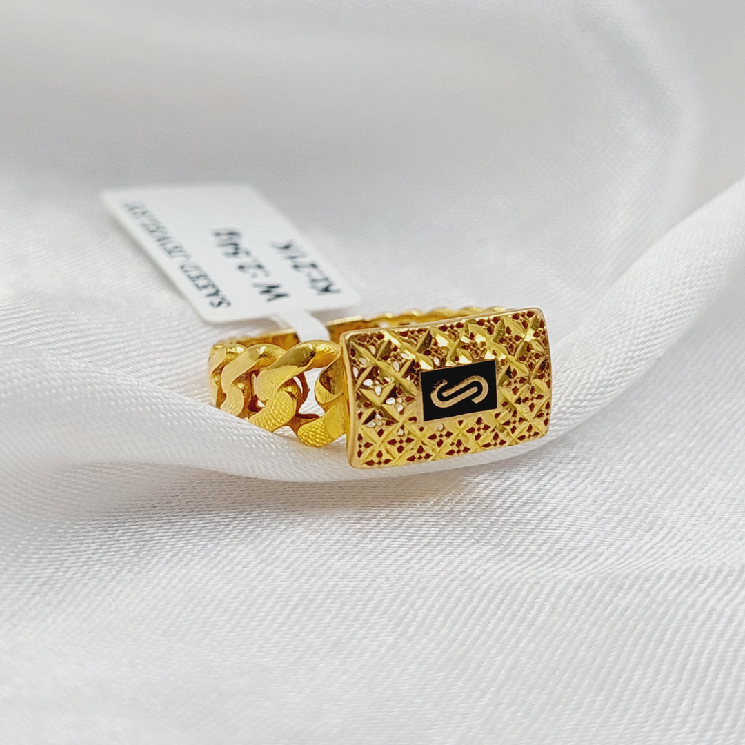 21K Gold Enameled Cuban Links Ring by Saeed Jewelry - Image 4