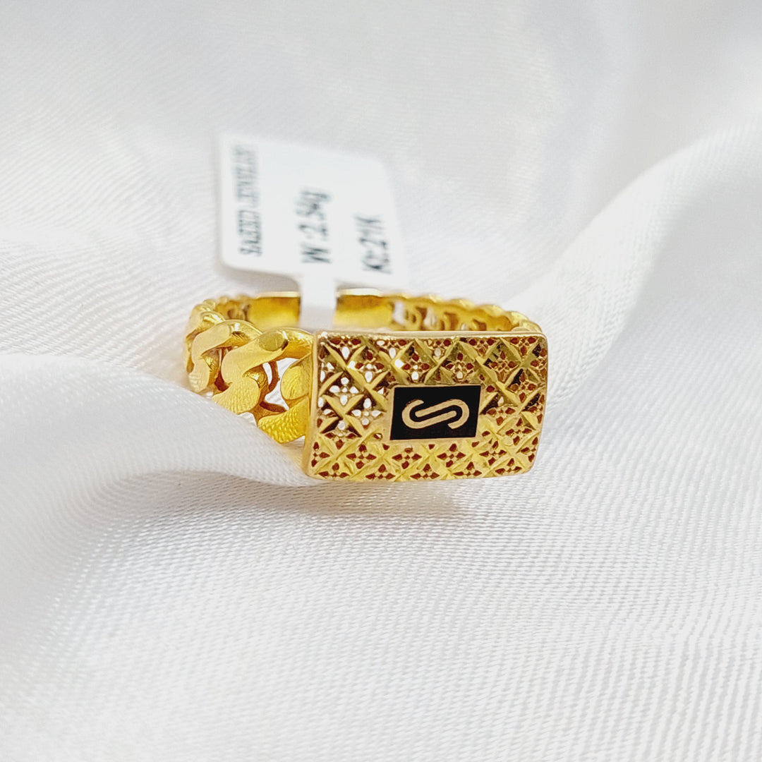 21K Gold Enameled Cuban Links Ring by Saeed Jewelry - Image 5