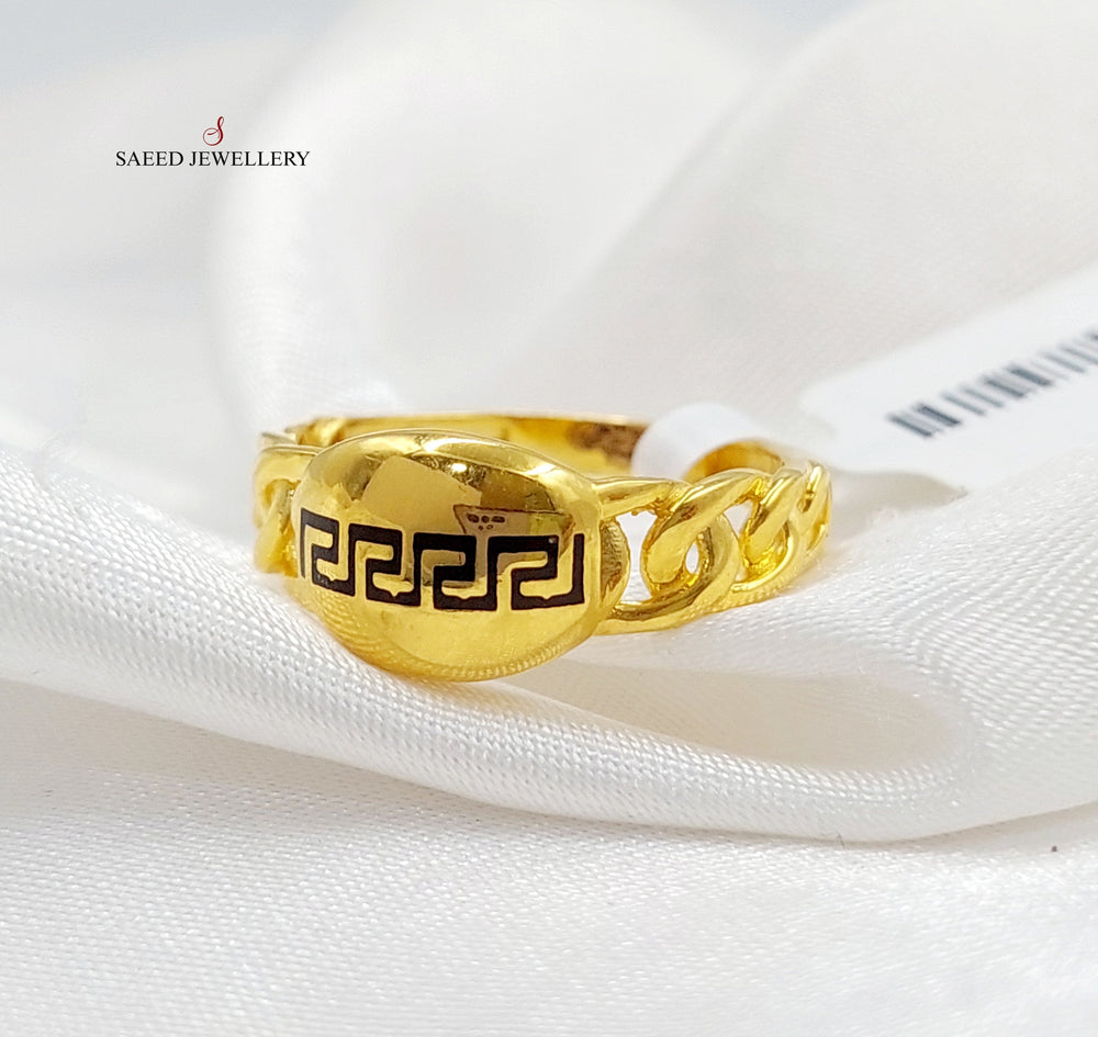 21K Gold Enameled Cuban Links Ring by Saeed Jewelry - Image 1