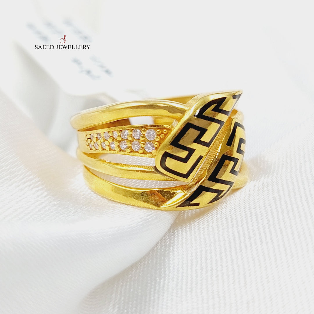 21K Gold Enameled Figaro Ring by Saeed Jewelry - Image 3