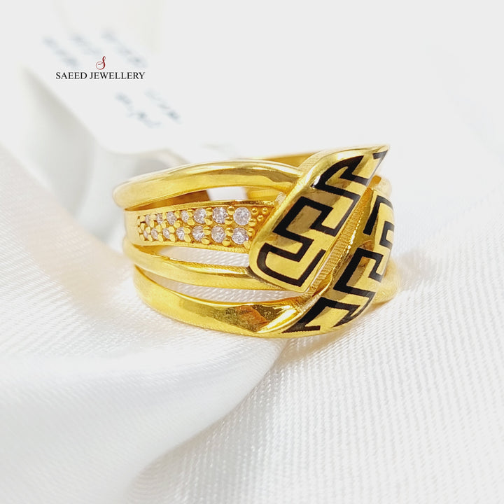 21K Gold Enameled Figaro Ring by Saeed Jewelry - Image 3