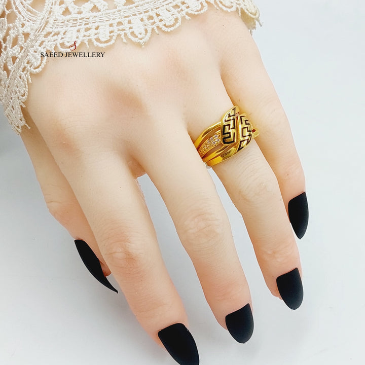 21K Gold Enameled Figaro Ring by Saeed Jewelry - Image 5