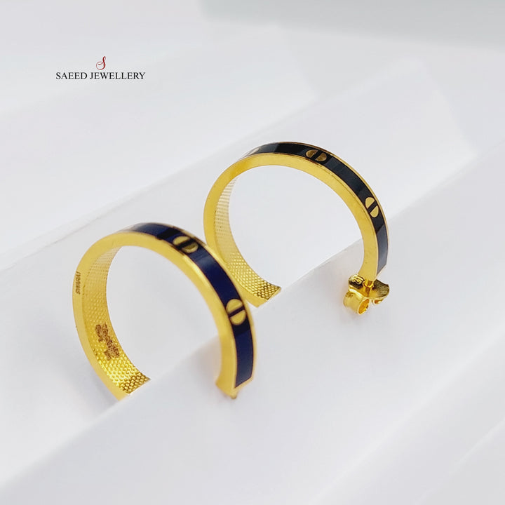 21K Gold Enameled Hoop Earrings by Saeed Jewelry - Image 8