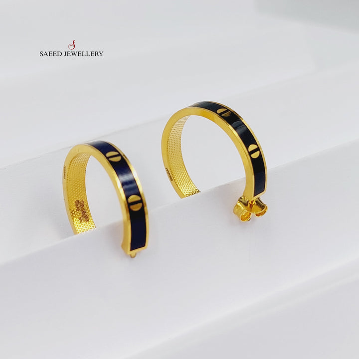 21K Gold Enameled Hoop Earrings by Saeed Jewelry - Image 11