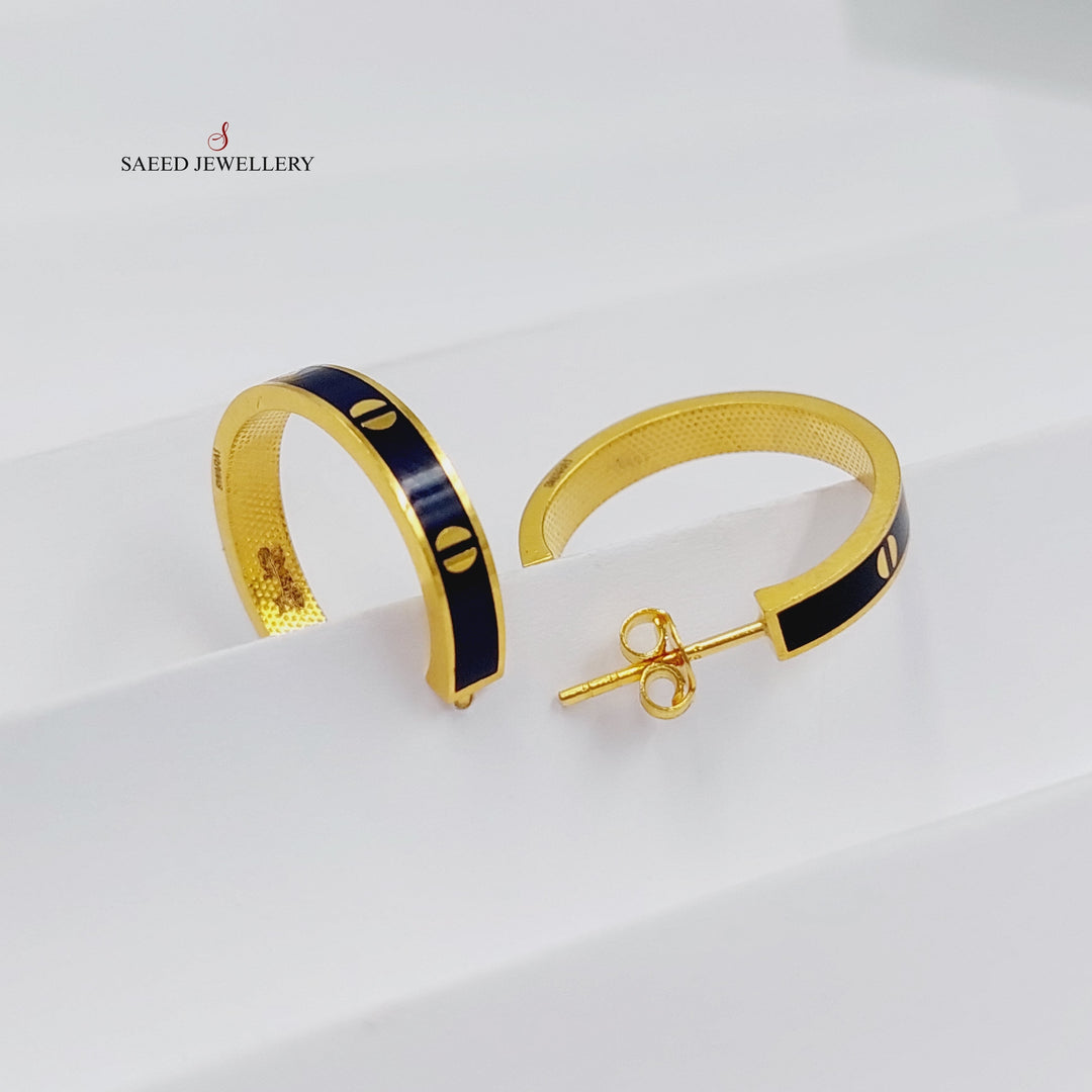 21K Gold Enameled Hoop Earrings by Saeed Jewelry - Image 10