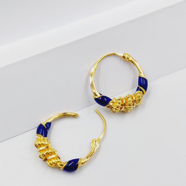 21K Gold Enameled Hoop Earrings by Saeed Jewelry - Image 1