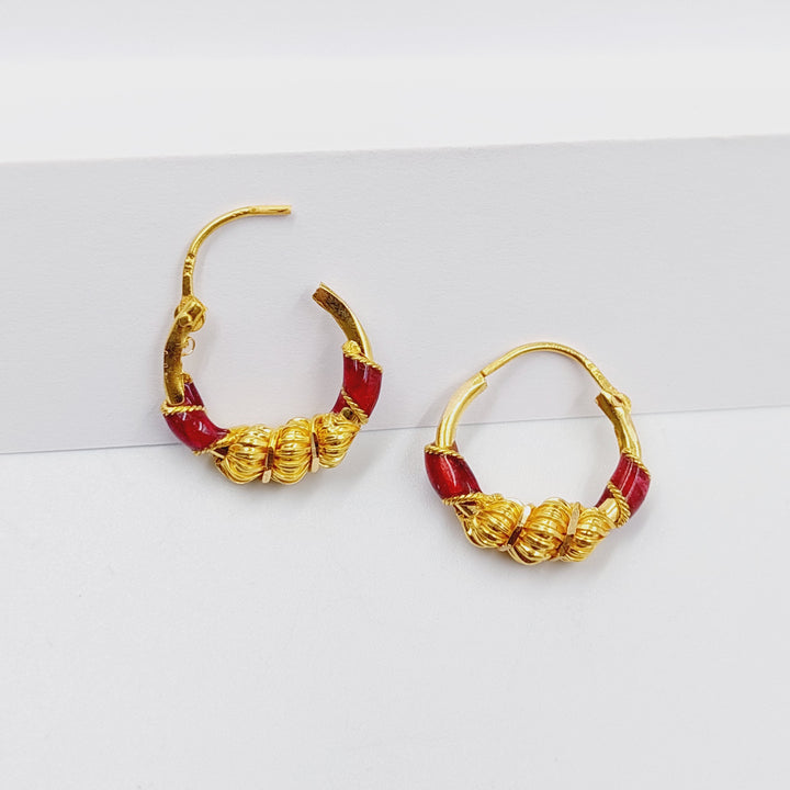 21K Gold Enameled Hoop Earrings by Saeed Jewelry - Image 5