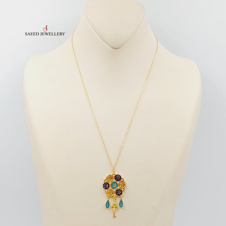 21K Gold Enameled Islamic Necklace by Saeed Jewelry - Image 4