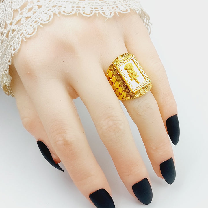 21K Gold Enameled Ounce Ring by Saeed Jewelry - Image 4