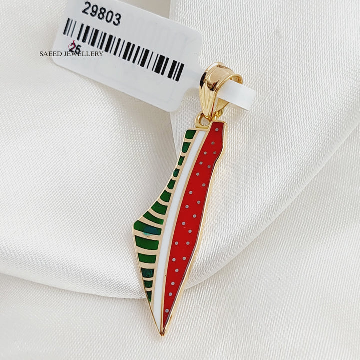 18K Gold Enameled Palestine Pendant by Saeed Jewelry - Image 3