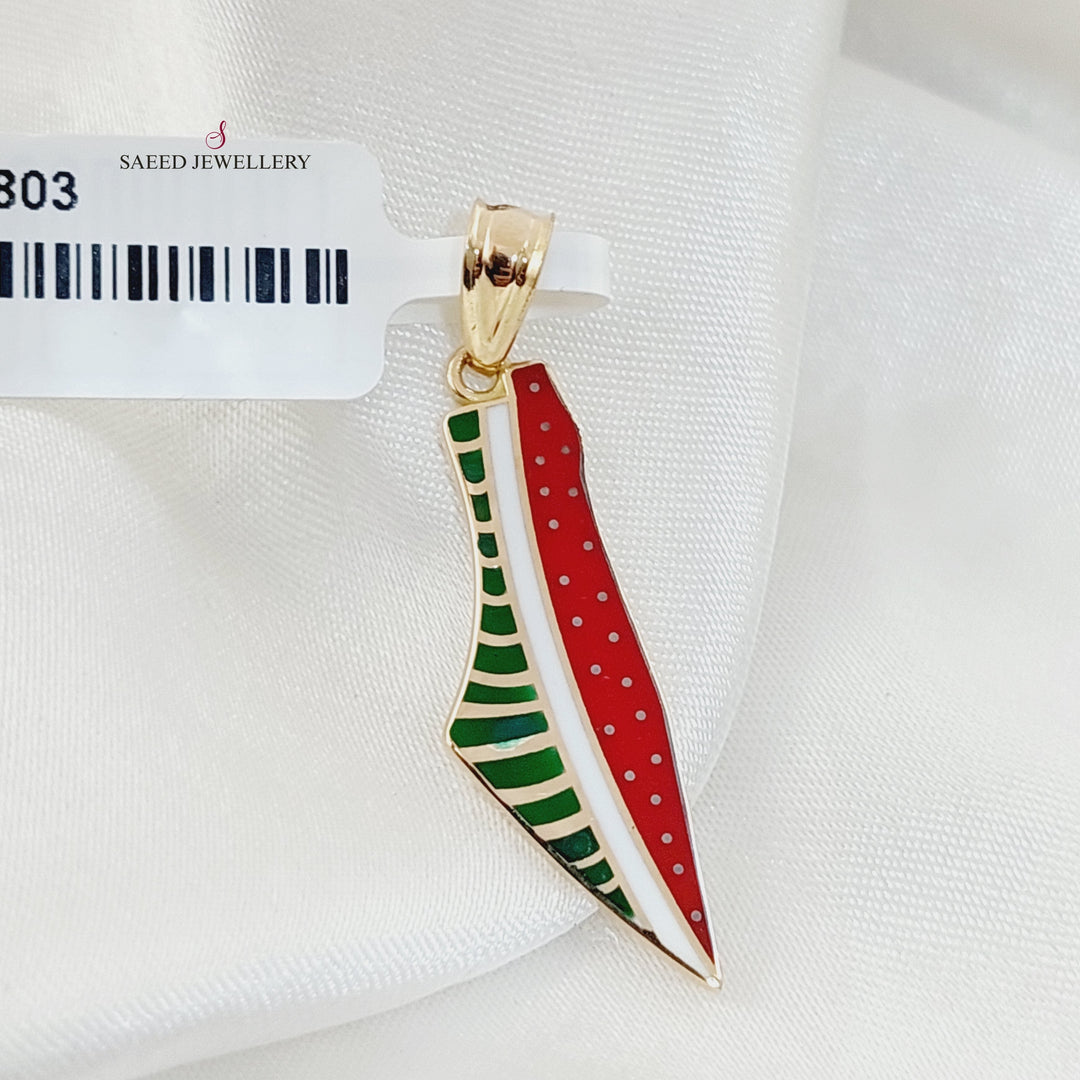 18K Gold Enameled Palestine Pendant by Saeed Jewelry - Image 1