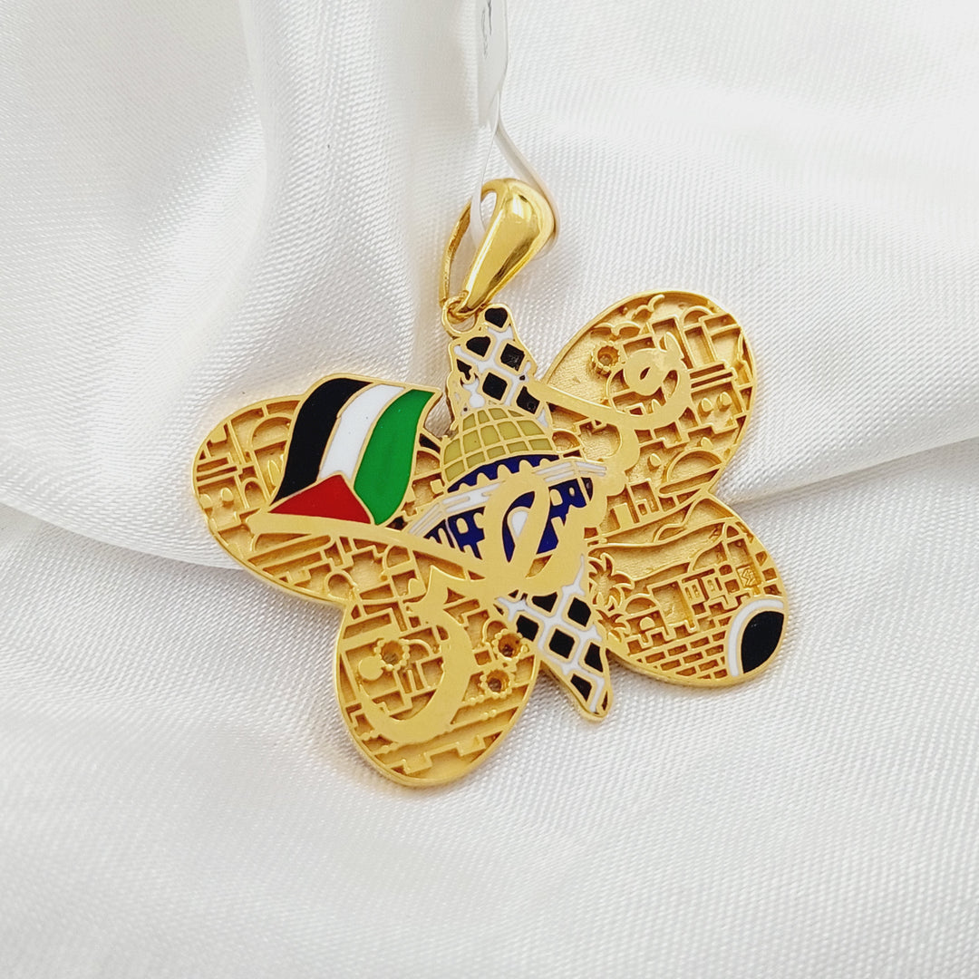 21K Gold Enameled Palestine Pendant by Saeed Jewelry - Image 3