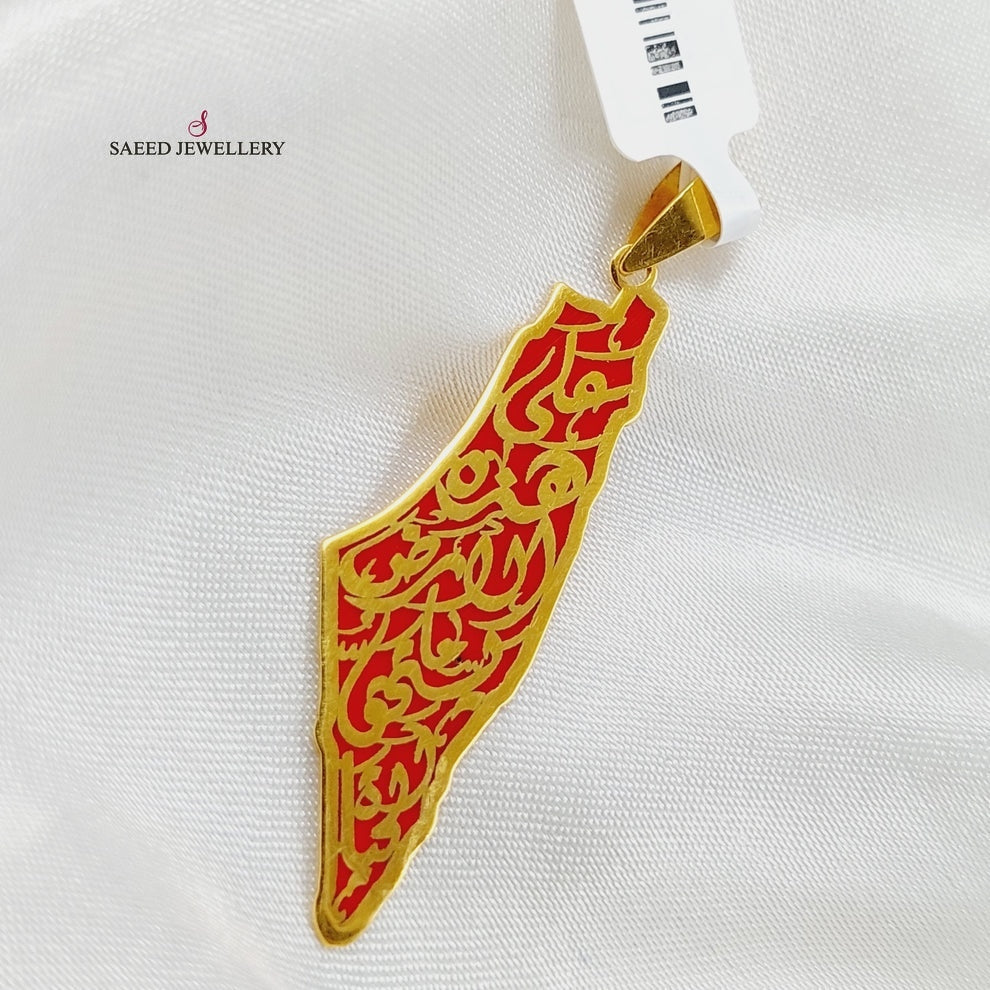 21K Gold Enameled Palestine Pendant by Saeed Jewelry - Image 3