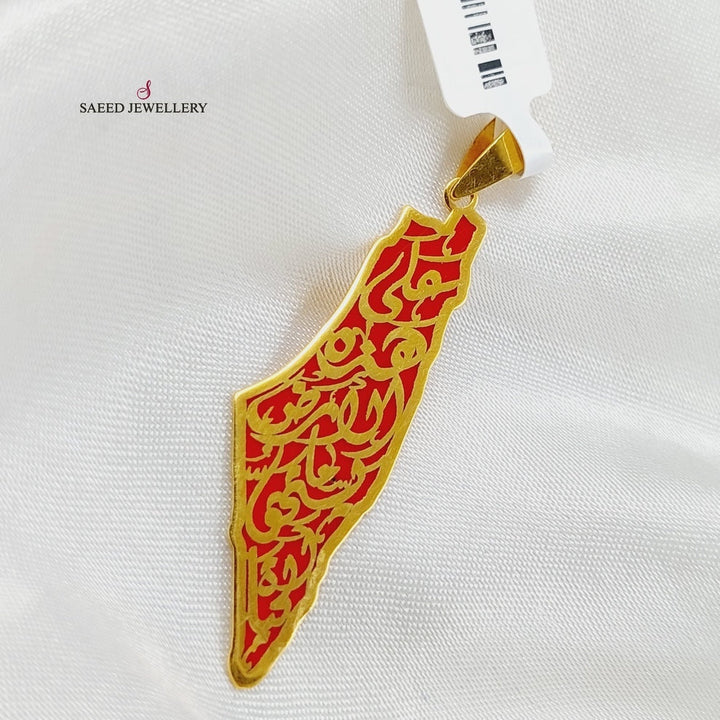 21K Gold Enameled Palestine Pendant by Saeed Jewelry - Image 3