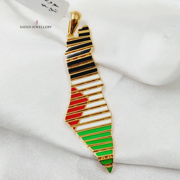 21K Gold Enameled Palestine Pendant by Saeed Jewelry - Image 3