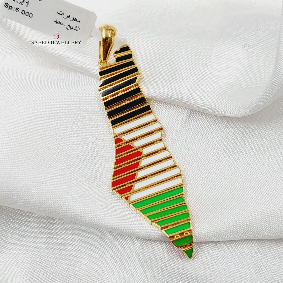 21K Gold Enameled Palestine Pendant by Saeed Jewelry - Image 4