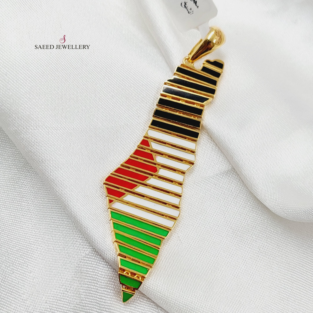 21K Gold Enameled Palestine Pendant by Saeed Jewelry - Image 1