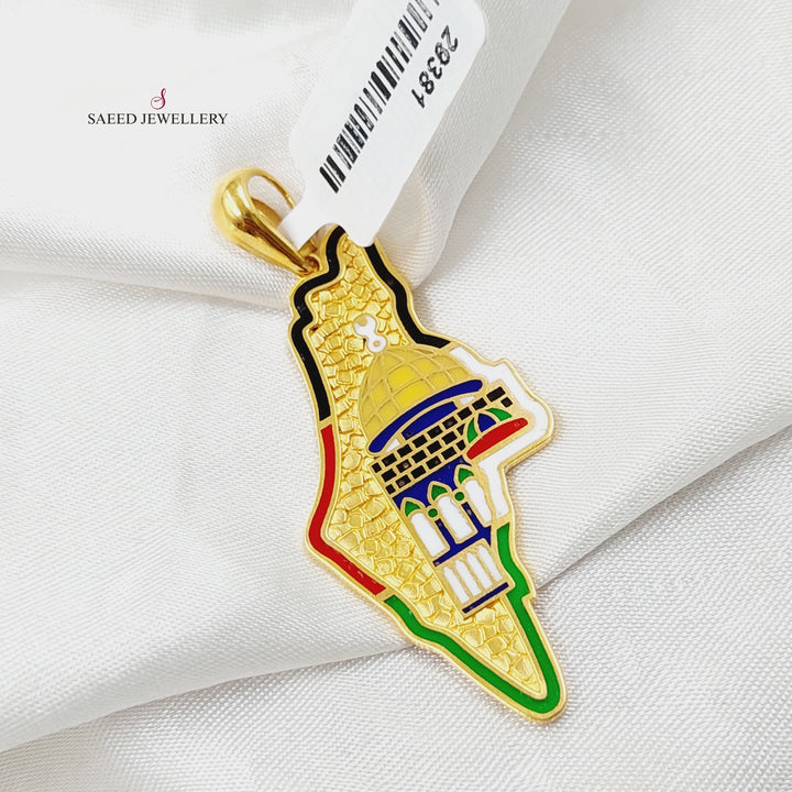 21K Gold Enameled Palestine Pendant by Saeed Jewelry - Image 2