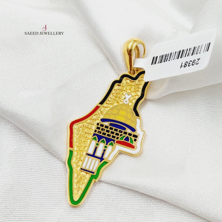 21K Gold Enameled Palestine Pendant by Saeed Jewelry - Image 4