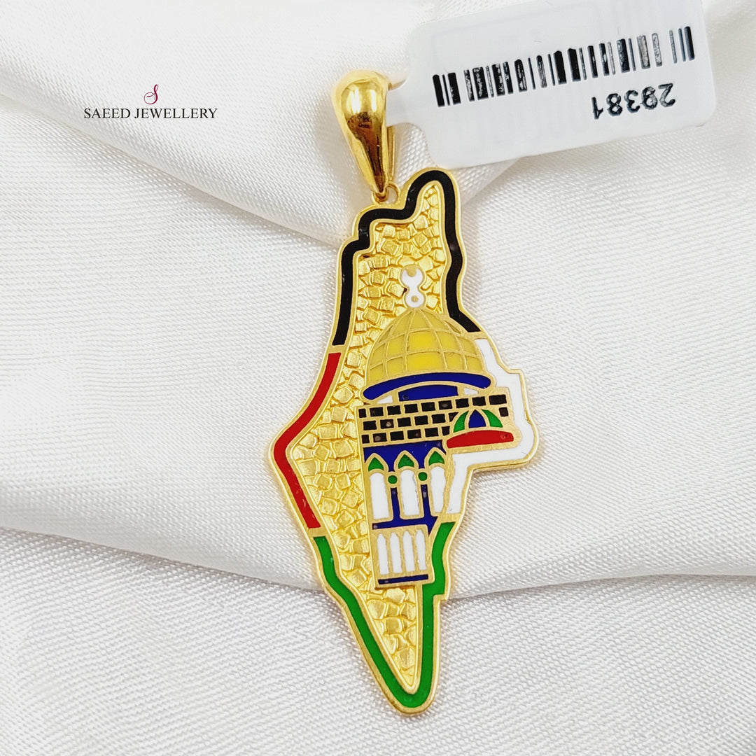 21K Gold Enameled Palestine Pendant by Saeed Jewelry - Image 1