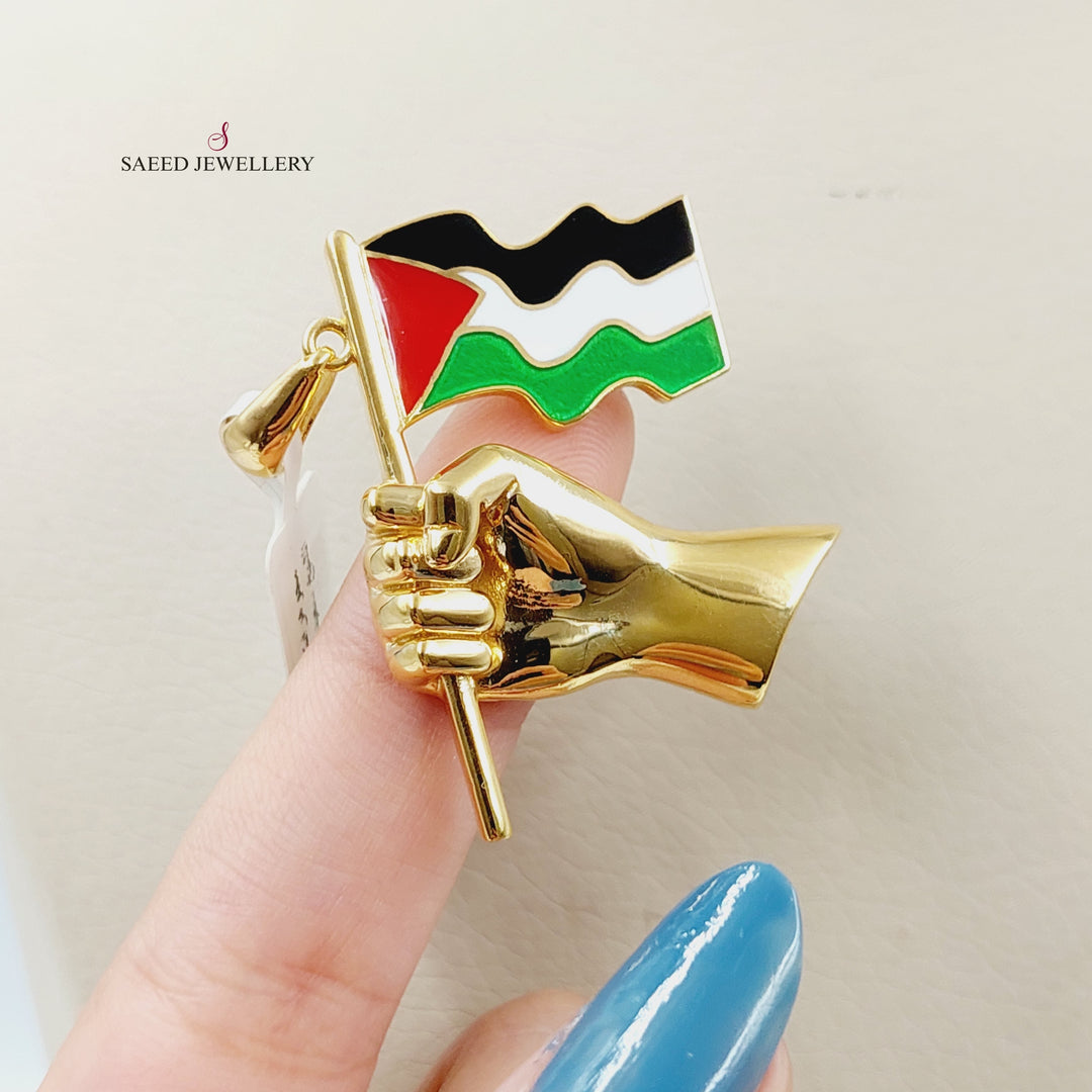 21K Gold Enameled Palestine Pendant by Saeed Jewelry - Image 2